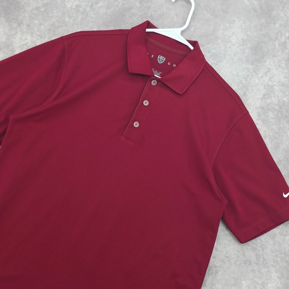 Nike Golf Mens Medium Golf Polo Shirt Burgundy Maroon Fit Dry Performance